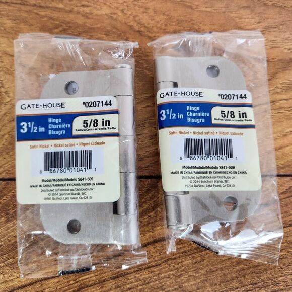Gate House Hinges # 0207144, Satin Nickel 3 1/2"  (5/8" Radius)  - Lot of 2 NEW - Picture 1 of 2